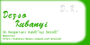 dezso kubanyi business card